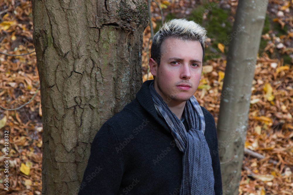Young Man Leaning on a Tree Young Man Leaning on a Tree
