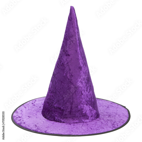 Purple fabric witch hat for Halloween.