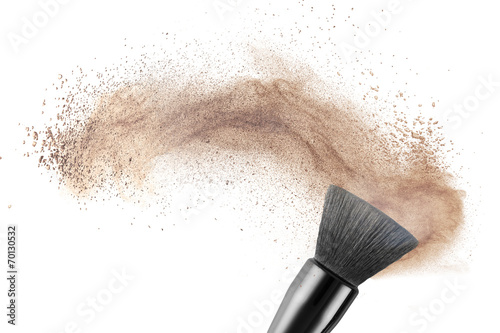 makeup brush with powder foundation isolated
