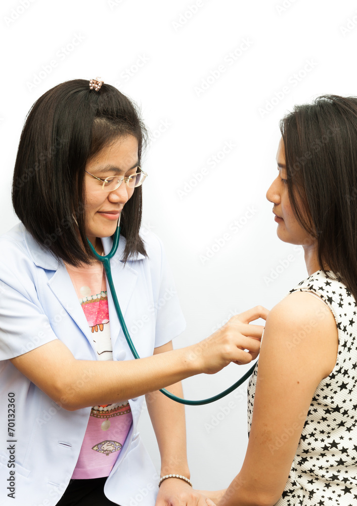 Portrait of confident practitioner checking heart beat Portrait of confident practitioner checking heart beat