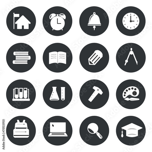 School Circle Icons set Vector