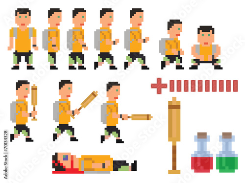 vector collection of pixel art style person