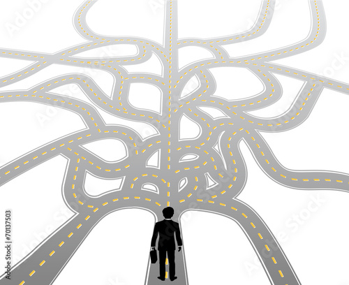 Person faces future choice path