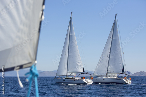 Sailboats during race regatta of the Sea.