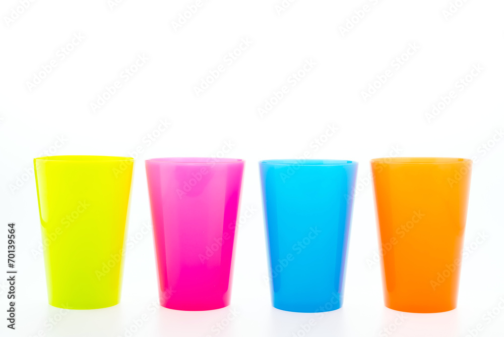 Colorful plastic glass isolated on white background Colorful plastic glass isolated on white background