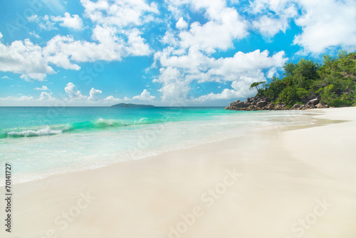 Tropical beach Anse Georgette at island Praslin, Seychelles