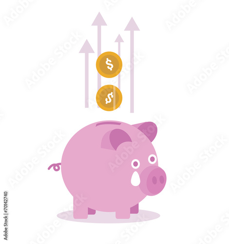 Sad piggy bank. lose money concept. Flat design. vector