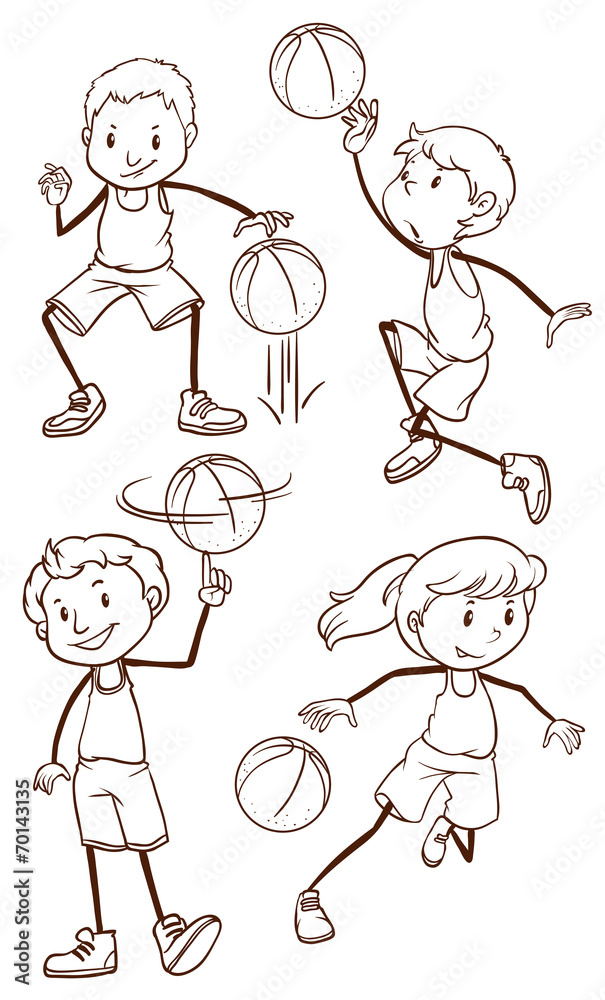 Simple sketches of basketball players