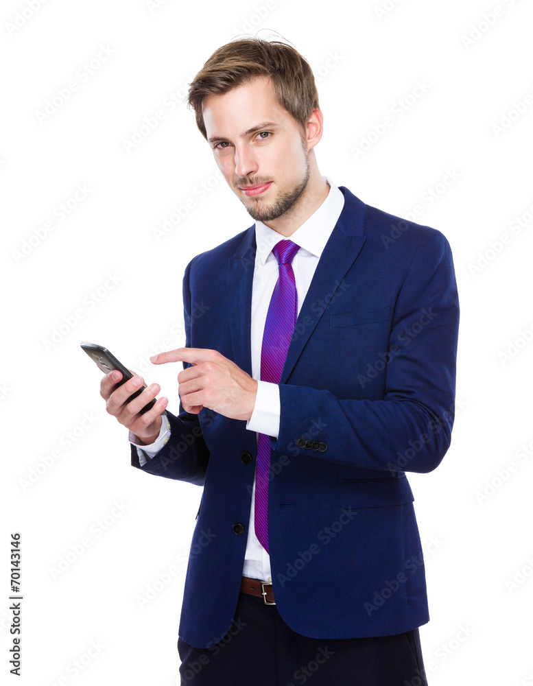 Businessman touch on mobile phone