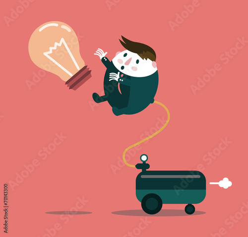 Businessman try to catching the idea balloon. vector
