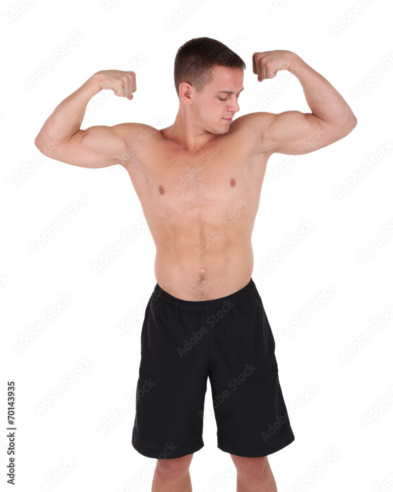 Handsome muscle young man isolated on white Handsome muscle young man isolated on white