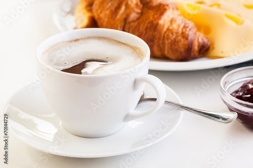 Hot coffee in the morning breakfast