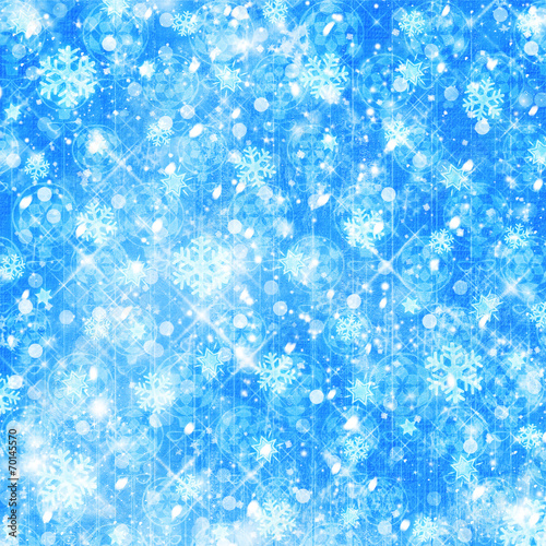 Abstract snowy background with snowflakes, stars and fun confett