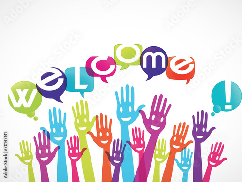 groupe mains souriantes : welcome