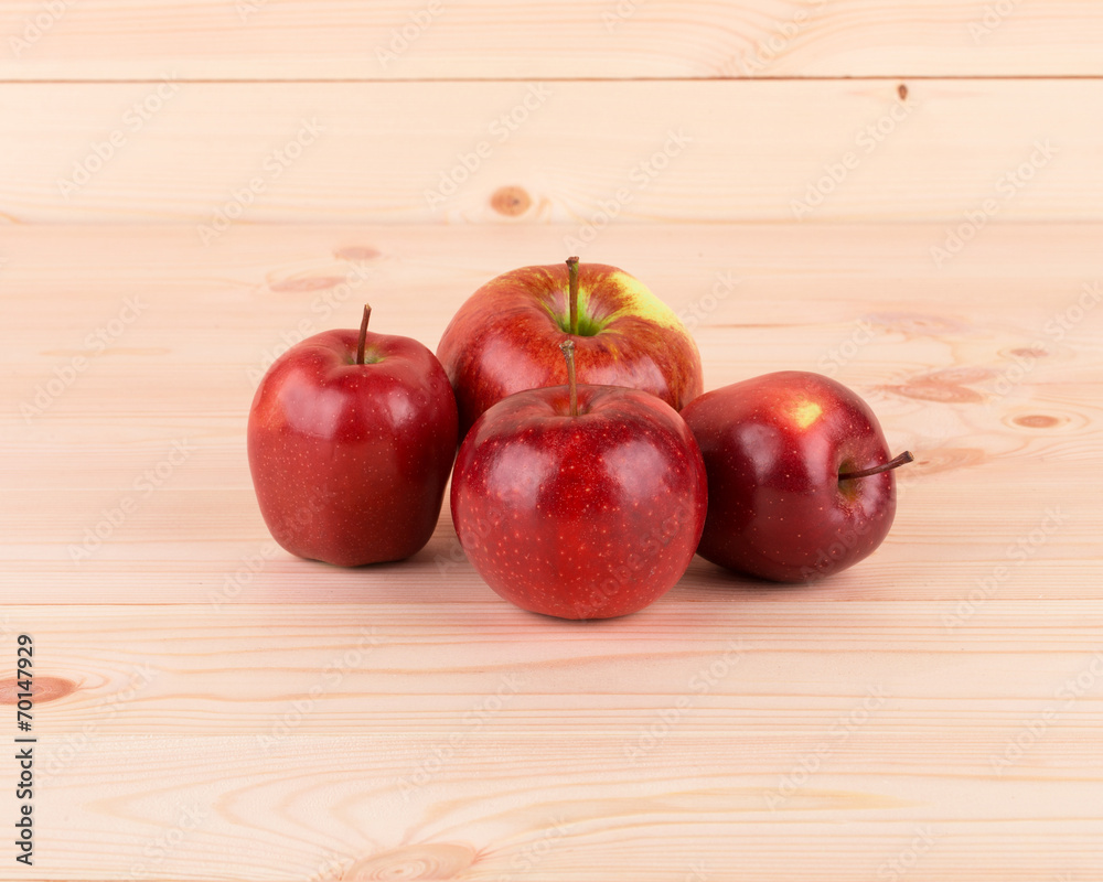 Ripe apples on wood table. Ripe apples on wood table.