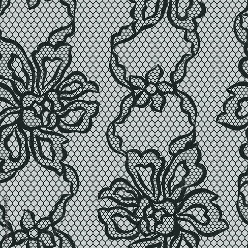 Old lace seamless pattern with ornamental flowers.