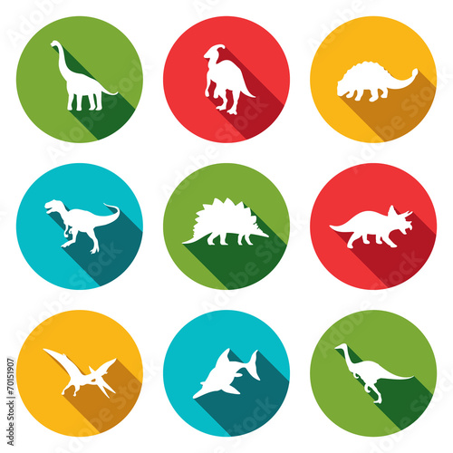 Dinosaurs flat icons set