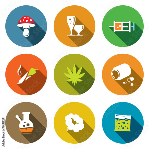 Color Drugs flat icon collection