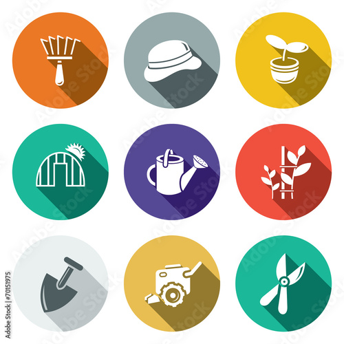 Garden flat icon set