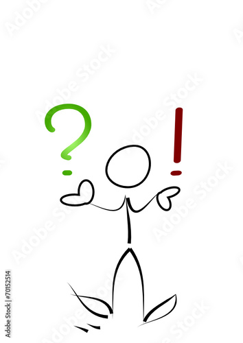 Strichmännchen,mann, fragezeichen , ausrufezeichen