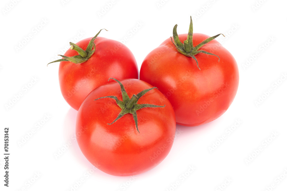 Tomato with drops isolated on white background Tomato with drops isolated on white background