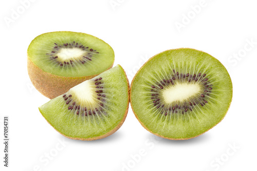 Sliced kiwi fruit isolated on white background