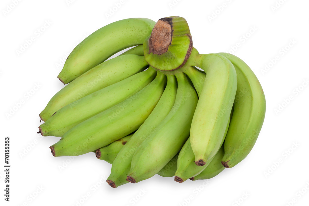 green bananas isolated  on white background