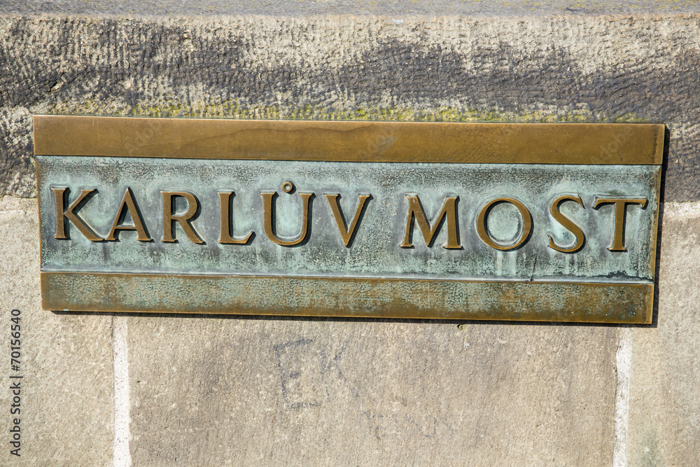 Obraz premium street sign of Karluv bridge in Prague