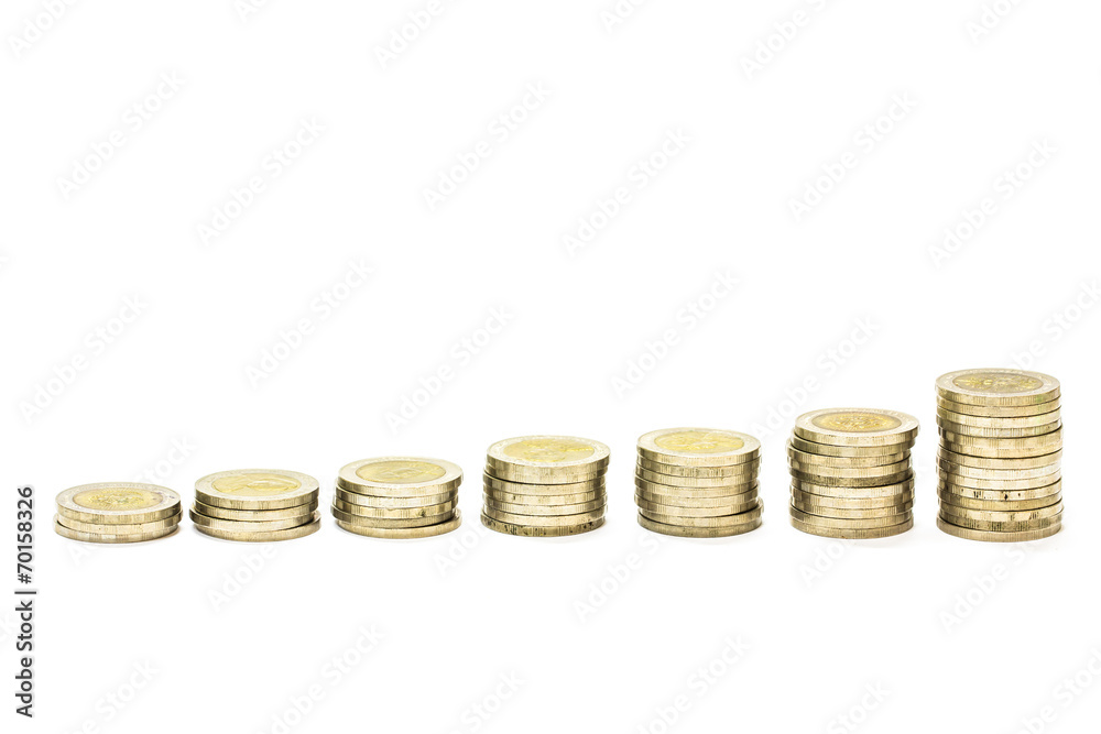 Savings, increasing columns of coins Savings, increasing columns of coins