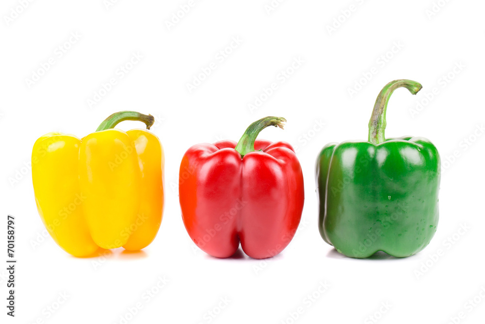 Three colorful peppers.