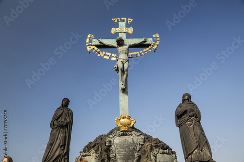 jesus and cross sculpture in Prague