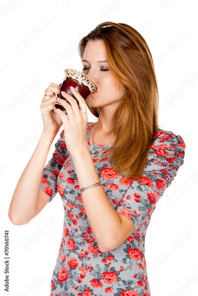 Beautiful young woman with cup of coffee Beautiful young woman with cup of coffee