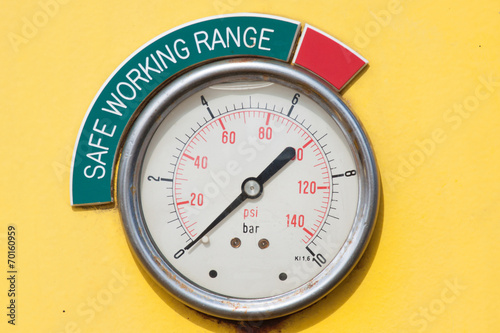Meters or gauge in crane cabin for measure