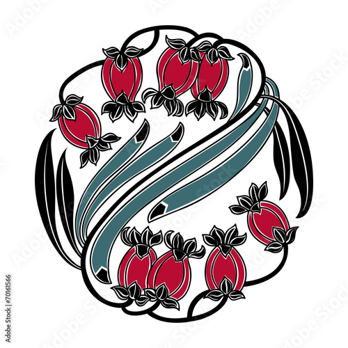 Floral round vignette. Vector illustration