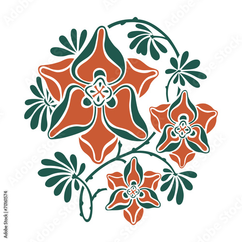 Floral round pattern in modernist style.