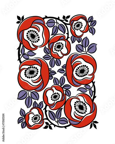 Nouveau floral pattern. Vector illustration