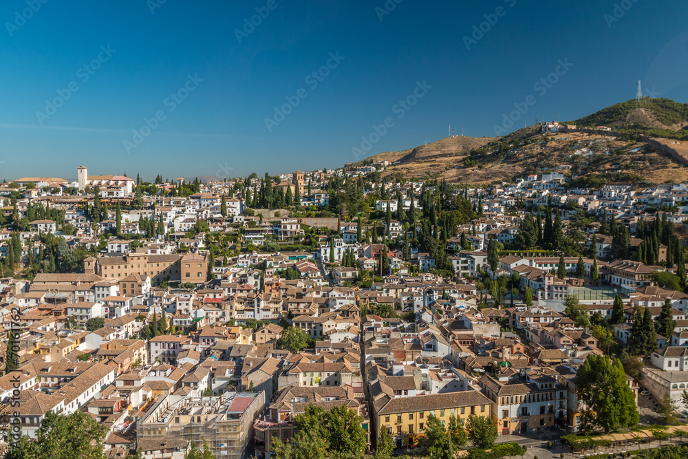 Old town Granada view from Alhambra palace