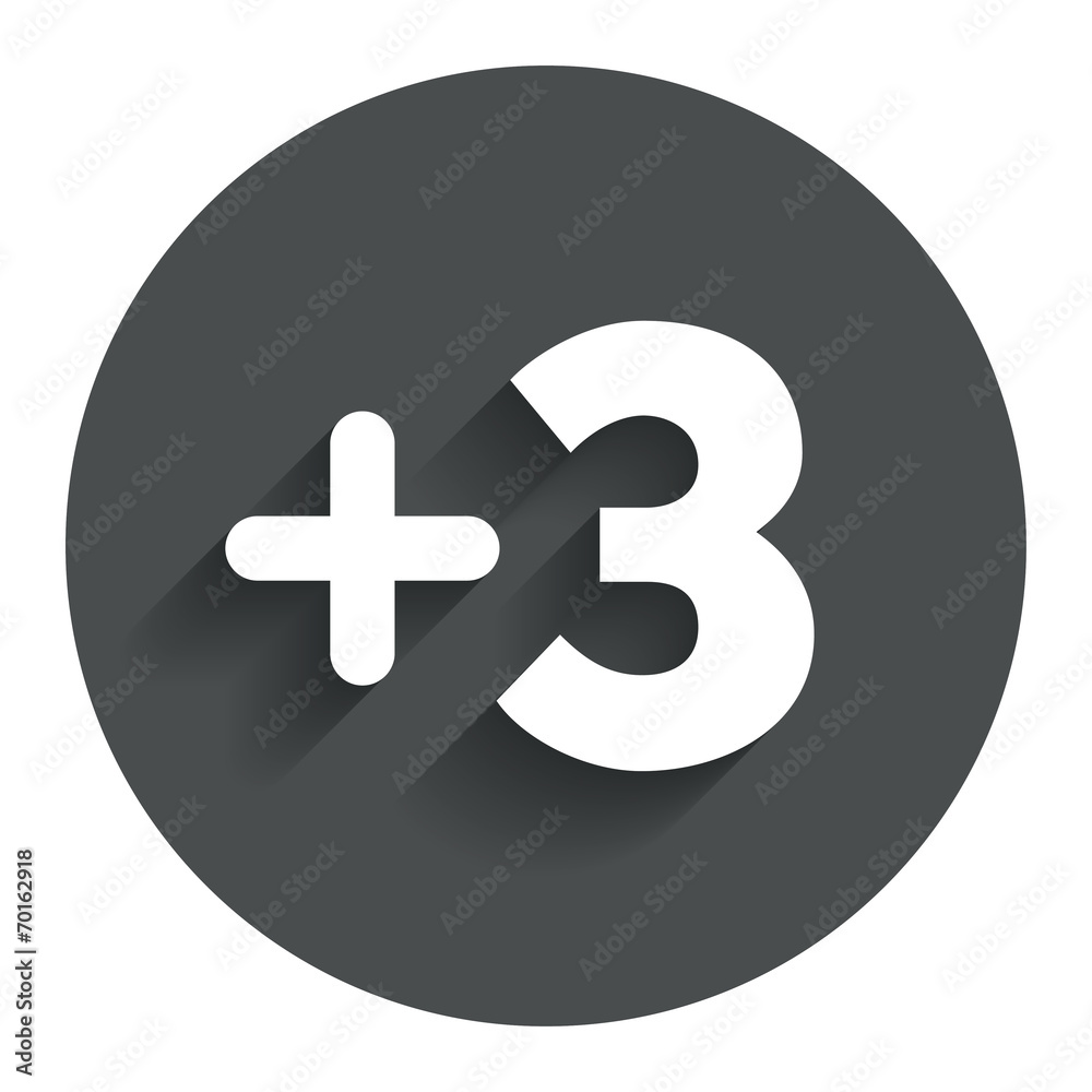 Plus three sign. Add three symbol. Plus three sign. Add three symbol.
