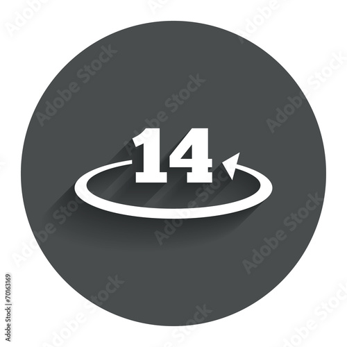 Return of goods within 14 days sign icon.