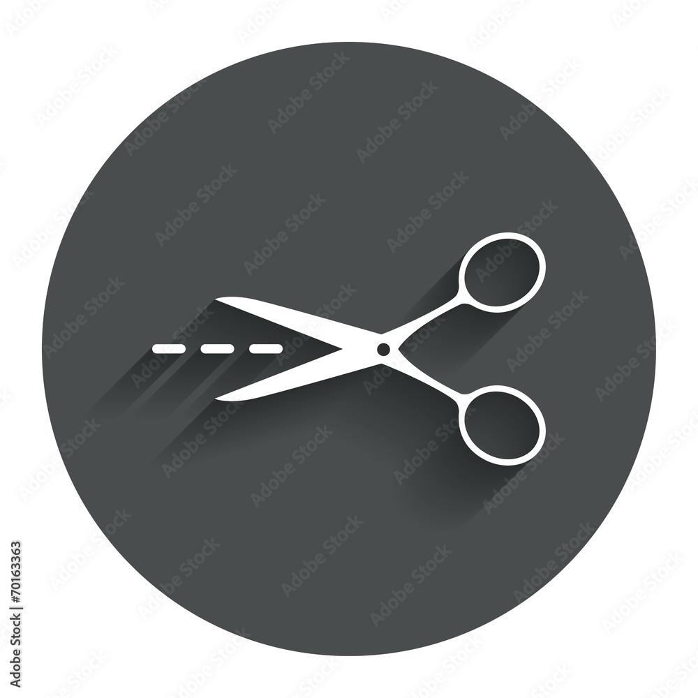 Scissors with cut line sign icon. Tailor symbol. Scissors with cut line sign icon. Tailor symbol.
