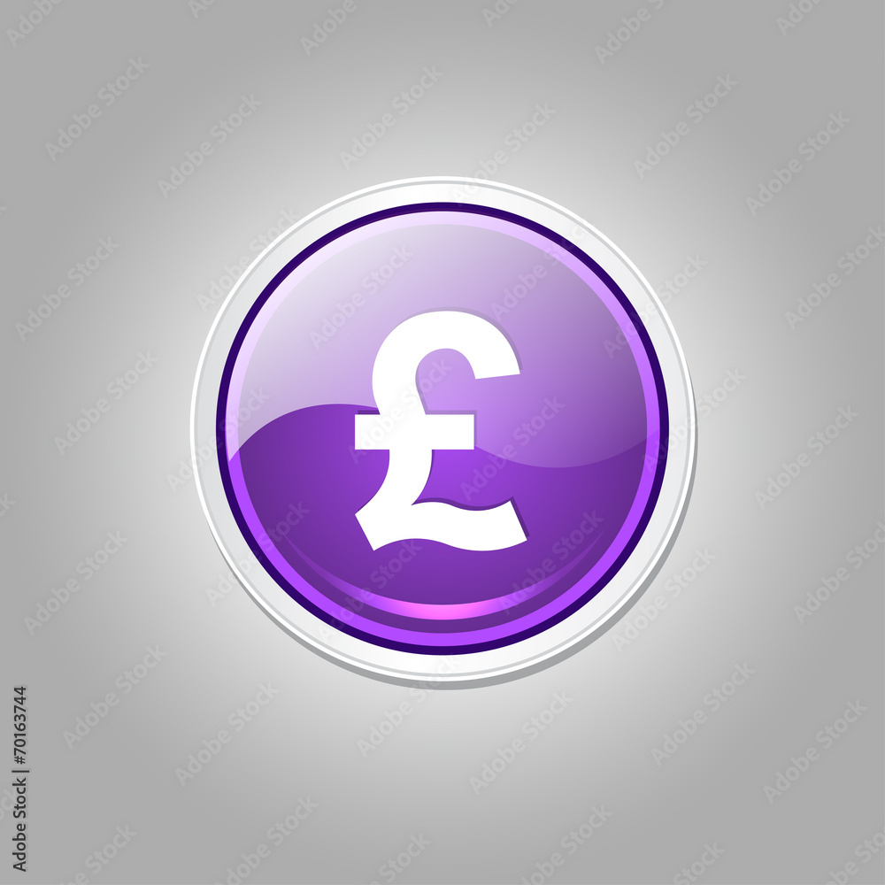 Pound Currency Sign Circular Vector Purple Web Icon Button