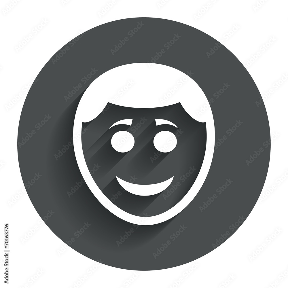 Smile face icon. Smiley with hairstyle symbol. Smile face icon. Smiley with hairstyle symbol.