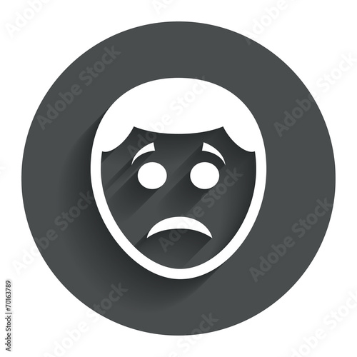 Sad face sign icon. Sadness symbol.