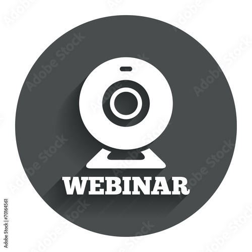 Webinar web camera sign icon. Online Web study.