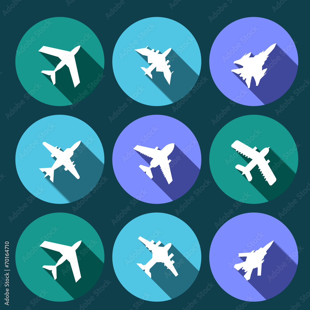 vector icons of airplanes