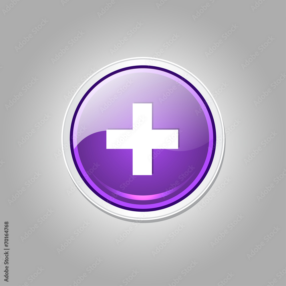 Obraz premium Plus Circular Vector Purple Web Icon Button