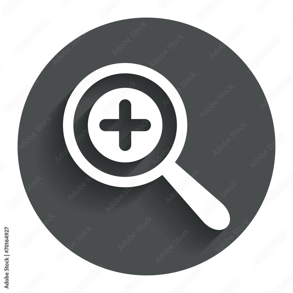 Magnifier glass sign icon. Zoom tool. Navigation Magnifier glass sign icon. Zoom tool. Navigation