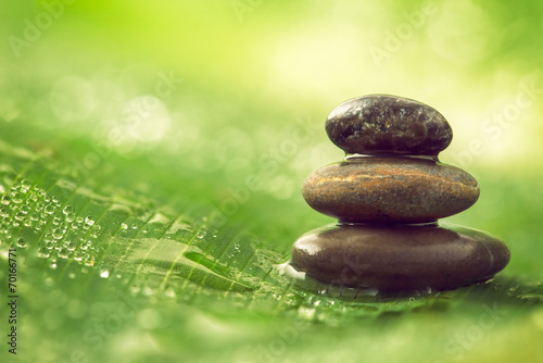 Stones balance and water drops