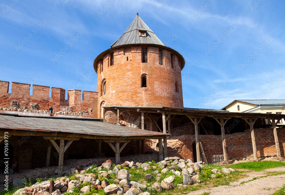 Walls of the Novgorod Kremlin, Russia. Was founded in 1044