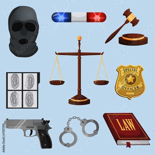 Law and justice icons set